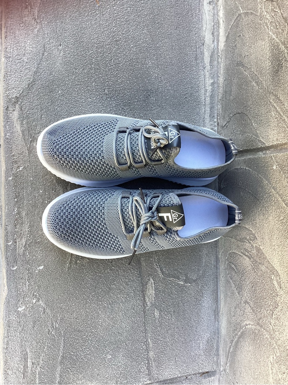 Men's Lightweight Gray Knit Lace-Up Sneakers